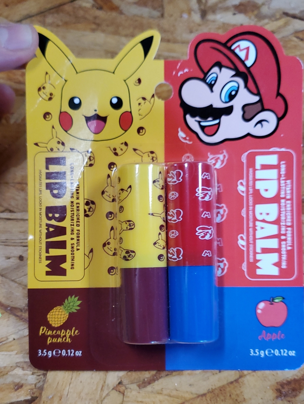 Pikachu & Mario Kids Lip Balm Duo - Pineapple Punch & Apple
